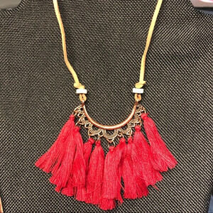 5/$20‎ red tassel boho tie necklace